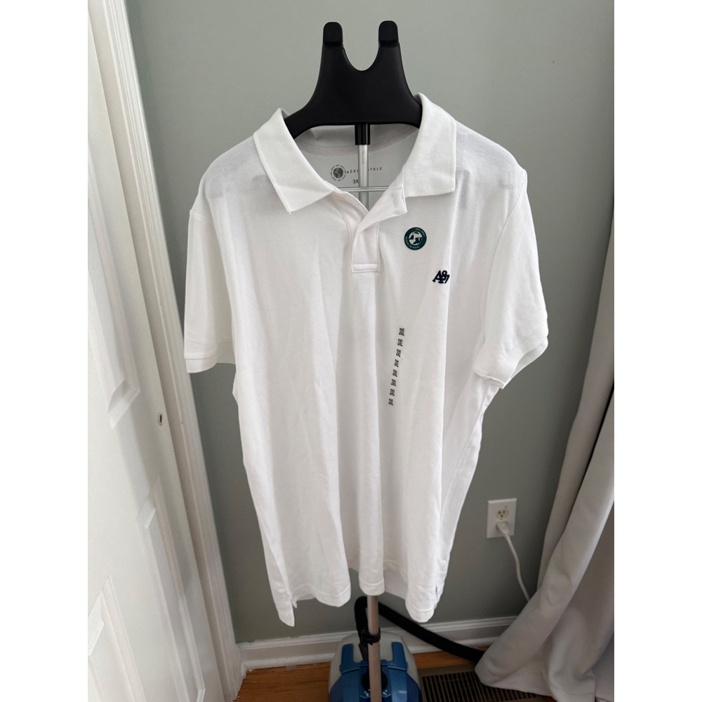 Aeropostale A87 Polo Shirt Mens 3XL White Short Sleeve Pique Casual Golf Tee NWT